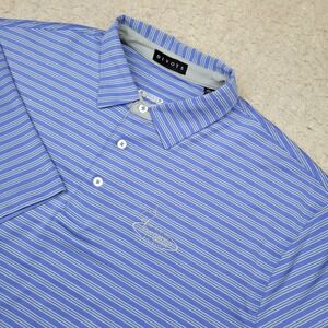Divots Golf Polo Shirt Mens L‎ Blue Striped Short Sleeve Edisto Logo Performance